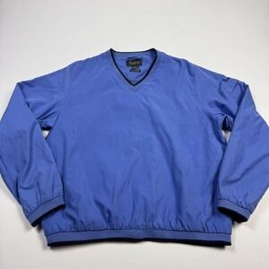 Spyglass Golf Jacket Mens Large Blue V-Neck Windbreaker Pullover Water Resistant